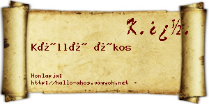 Kálló Ákos névjegykártya